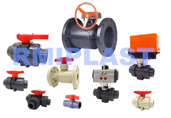 Kunststoff PVC PVDF PP Pph CPVC UPVC Handhebel Zahnrad Wehr Membranventil Absperrklappe/Flansch True Union Kugelventil/Pneumatisches elektrisches Rückschlagventil